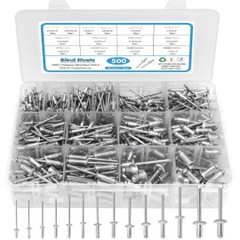 SATANTECH 500pcs Pop Rivets Assortment Kit,14 SAE Sizes Aluminum Rivets (3/32" 1/8" 5/32" 3/16" 1/4"), Assorted Blind Rivets with Reinfored Divider & Labeled Case