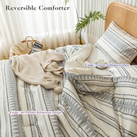 COTTEBED Western Comforter Set Queen Beige Ultra Soft Lightweight Microfiber Bohemian Chic Aztec Comforter 1 Down Comforter Set & 2 Pillowsham for All Season Use,Boho Comforter Set Queen