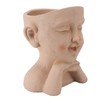 Men Face Flower Pot Hand Painting Resin Men Head Flowerpot