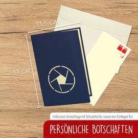 LINPopUp®, LIN17570, Pop Up Birthday Card, 3D Card, Birthday, Camera, Folding Card, Birthday Card, Greeting Card, Photographer, Voucher, Camera, N319