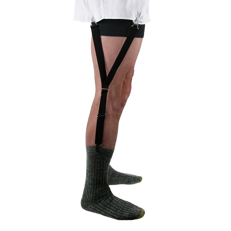 CTM Men's Elastic 1 Inch Casual Y Split Sock Garter