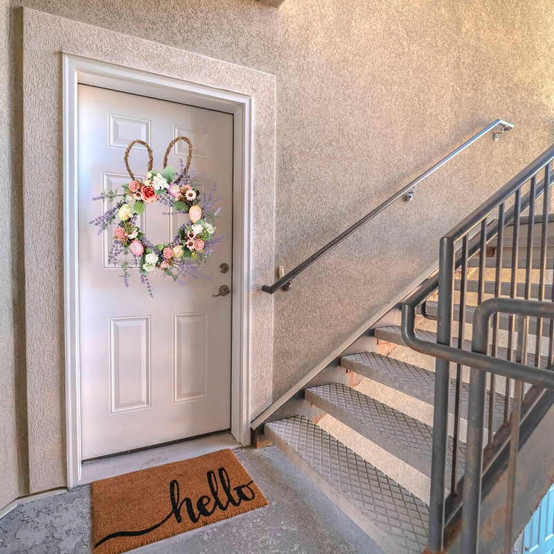 Bunny Egg Easter Wreath Simulation Lavender Wreath Decoration for Door