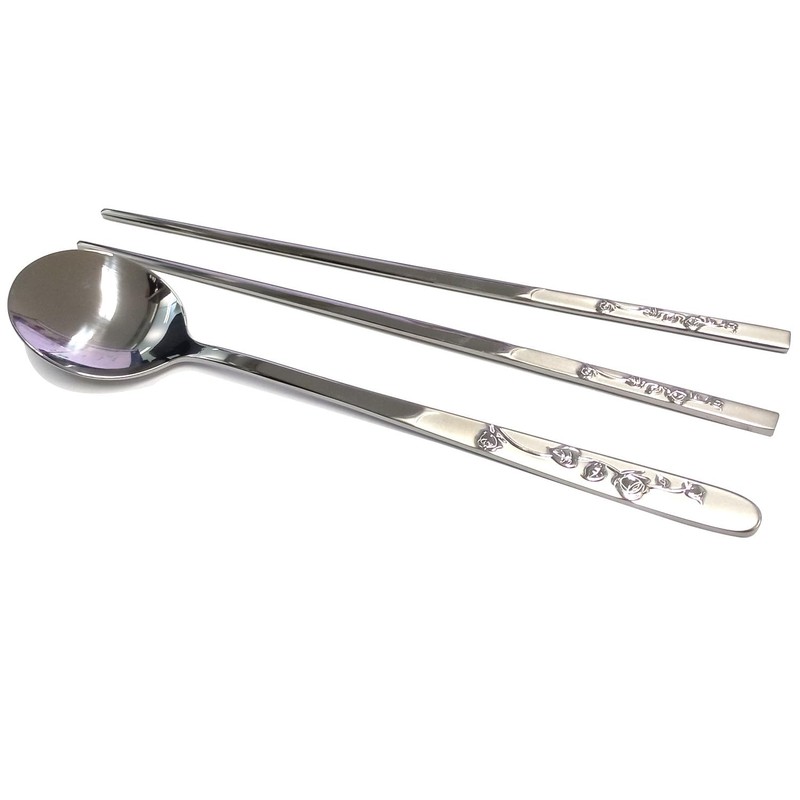 SUPIA Korean Traditional Cutlery Stainless Steel Spoons and Chopsticks Set