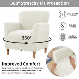 Niuoppy Armchair Covers Banquet Slipcovers, Stretch Arm Chair Covers, Single Armchair Slipcovers Anti-slip, Thicked Armchair Cover for 1 Seat Sofa Armchair Protector (Milky White)
