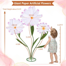 JoyHue 5.6 Ft Large Artificial Paper Flowers Decoration Giant Flowers Decor for Birthday Party Garden Office Home Wedding Wall Graduation Shop Window Display Baby Shower