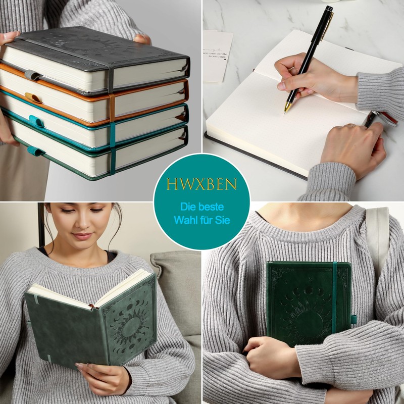 HwxBen Bullet Dotted Journal, Dotted Notebook, 256 Pages, 140 gsm