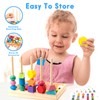 POWZOO 3-in-1 Toy Made of Wooden Lacing Beads, Threading Game,