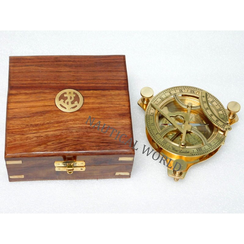 KHUMYAYAD 4" Brass Sundial Compass Fully Functional Compass nevegation Nautical