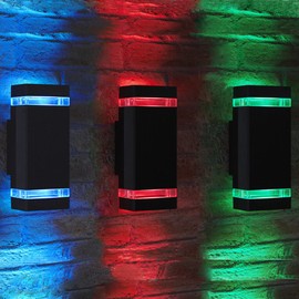 iYogaled Dusk to Dawn Outdoor Lighting Fixture, Up Down Lights Outdoor Wall Sconce – Red Green Blue Lamps Included, Exterior Light Fixture Outdoor Wall Lights for Garage, 3 Pack Mix [ETL Listed]