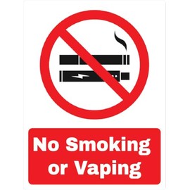Pack of 5 - No Smoking or Vaping Stickers | Can be Used Indoor or Outdoor | Weather Resistant, Waterproof, Durable