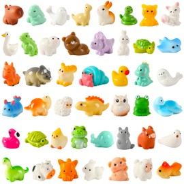 Jansun 45 Pcs Mini Resin Animals, 45 Styles of Mini Animal Figures Used for Miniature Fairy Garden Potted Landscape Ocean Aquarium Decoration House Handicraft Accessories