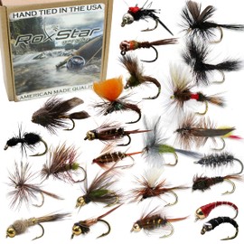RoxStar Fly Shop Trophy Trout Flies 48pk | Best Wet & Dry Flies for Trout. | Trout Fly Assortment Proven Nationwide to Catch Fish! | Tied in-House Never Outsourced! Proud Partner of Trout Unlimited