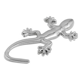 Car Sticker 3D Chrome Gecko Metal Lizard Emblem Silver Metal