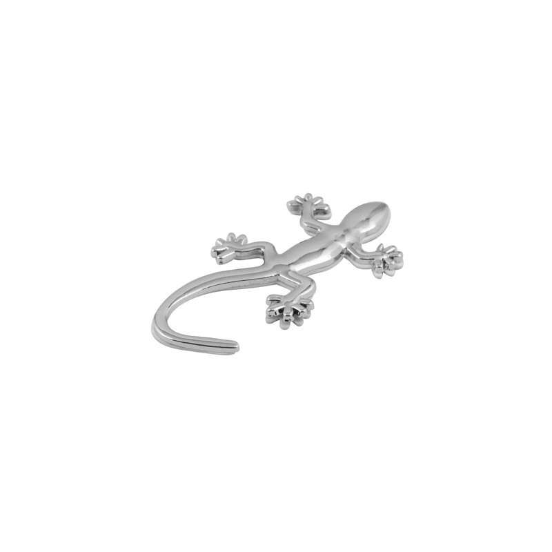 Car Sticker 3D Chrome Gecko Metal Lizard Emblem Silver Metal