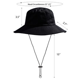 Sdfvsdg Waterproof Bucket Rain Hat with Chin Strap Quick Dry Outdoor Bucket Hats for UV Protection Packable Boonie Sun Hat for Men Women Black