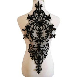 High Grade Wedding Dress Embroidery Lace with Multi-Color Lace Applique/Rayon Applique Accessories (Black)