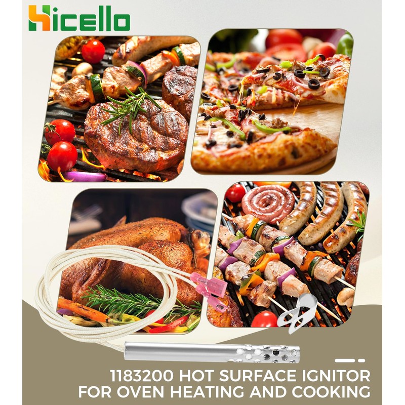 Hicello 1183200 Ignitor Hot Surface, Commercial Oven Igniter