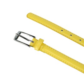 CTM® Women's Skinny Leather Dress Belt, Large, Yellow