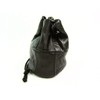 Unisex Drawstring Black Leather Pouch