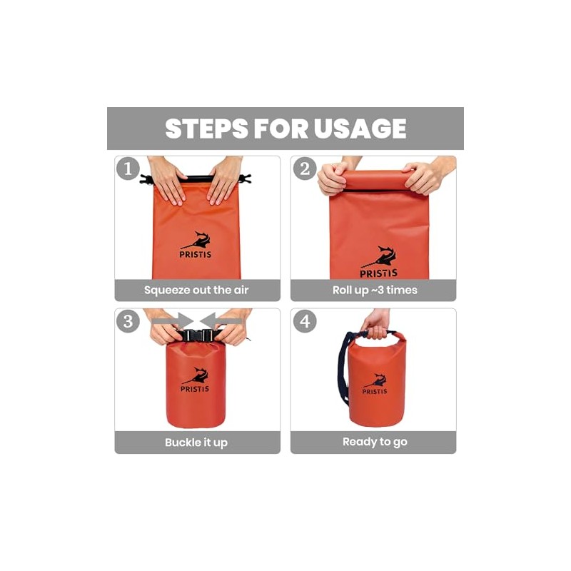 Pristis - Bolsa seca impermeable de 10 litros, ligera, flotante,