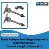 Black Antique Door Spear Door Hinge 9 Inch False Tee