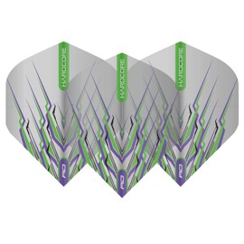 RED DRAGON Peter Wright Snakebite Hardcore Mohawk Purple & Green Dart Flights - 3 Sets Per Pack (9 Flights in Total)