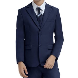 Lycody - Juego de traje de esmoquin formal para niños y adolescentes, 5 piezas, 4pc Azul Marino, 2 Años
