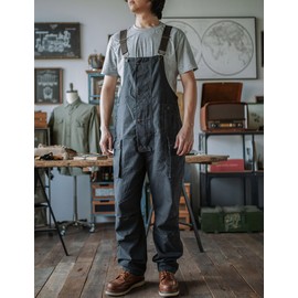Rexcyril Men's Baggy Bib Overall Loose Fit Canvas Coveralls Workwear Dungarees Jumpsuit with Cargo Pockets, Grey, 32