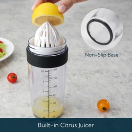 KITCHENDAO 2 in 1 Salad Dressing Shaker Container with Juicer, Pour Spout, Leakproof, Dishwasher Safe, BPA Free, Travel Homemade Oil and Vinegar Salad Dressing Bottle Mixer Dispenser, 1-1/2 Cups