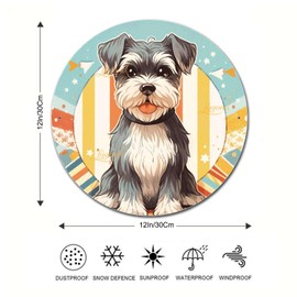 Lygond - Letrero de metal con texto en inglés «Happy Schnauzer» con diseño de rayas clásico, para regalo, 12 x 12 pulgadas