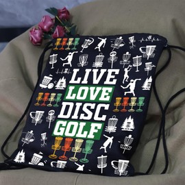 PXTIDY Disc Golf Drawstring Bag Gift For Disc Golf Basket Player Disc Golf Outdoor Drawstring Backpack Disc Golf Lover Gift