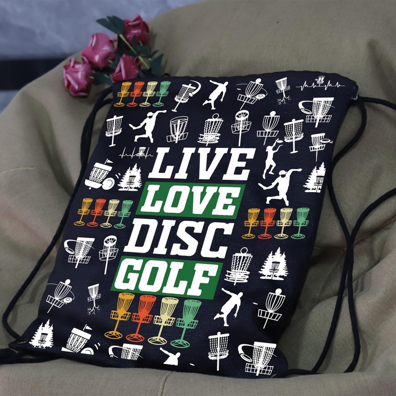 PXTIDY Disc Golf Drawstring Bag Gift For Disc Golf Basket