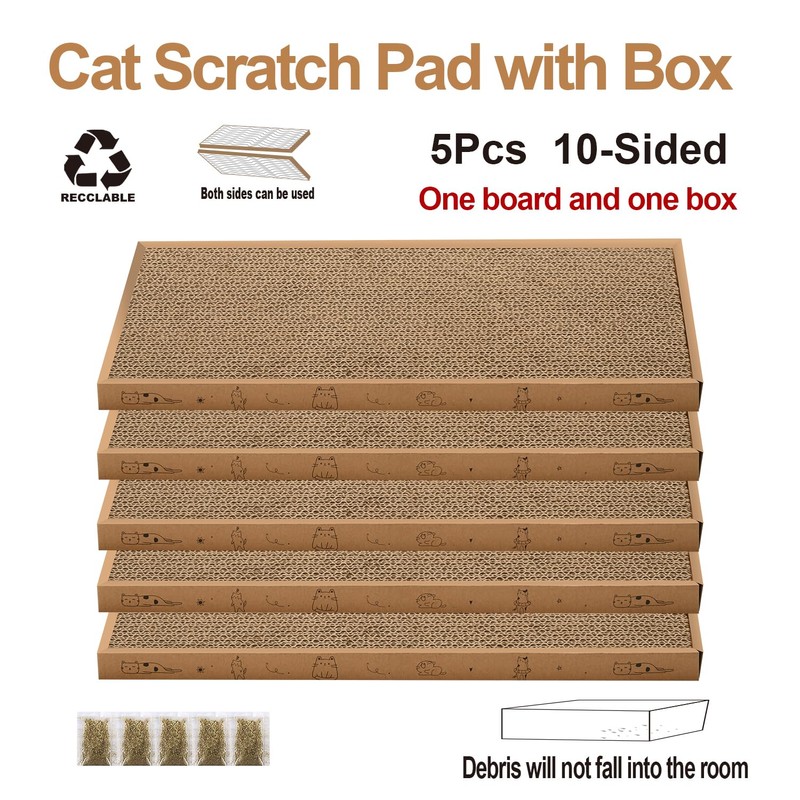 Cat Scratcher Cardboard with Box Durable Corrugate Scratching Kitty Sofa