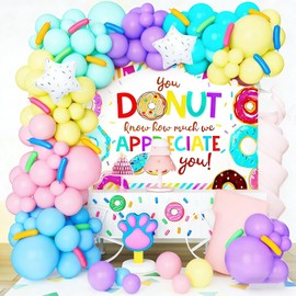 Donut Forget Us Backdrop for Going Away Farewell Retirement Party Supplies