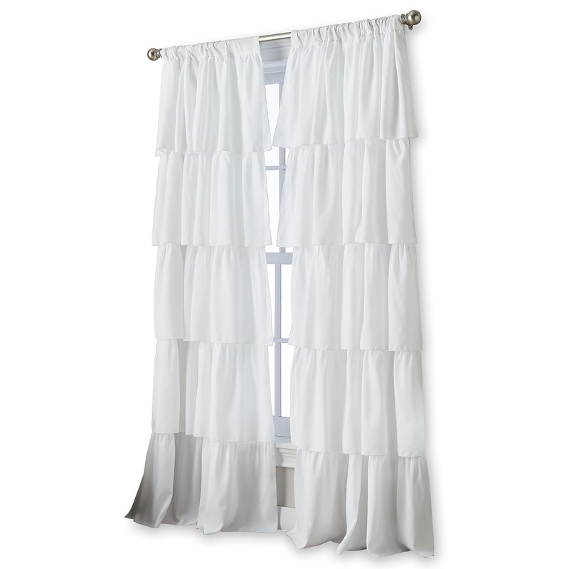 Curtainworks Flounced Ruffle Rod Pocket one Curtain Panel, 63 in,
