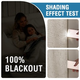 H.VERSAILTEX Stone Faux Linen 100% Blackout Curtains for Bedroom, Thermal Insulated Linen Blackout Curtains 84 Inch Length 2 Panels, Back Tab/Rod Pocket Room Darkening Curtains for Nursery - W52 X L84