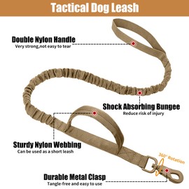 Tactical Dog Collar Leash Set, Adjustable Military Training Nylon Collar Dog Training with Control Handleand Metal Buckle, Dog Collar for Medium Large Dogs (Brown,XL)