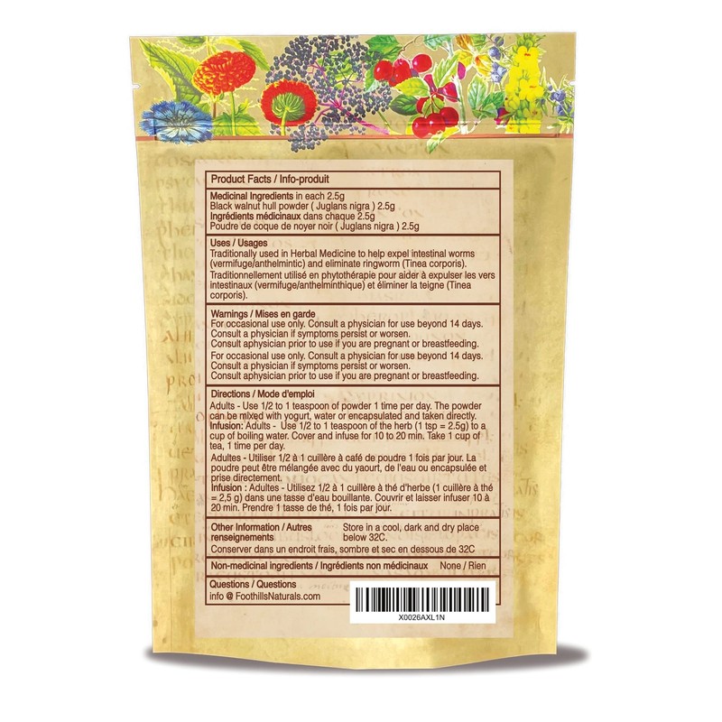 Foothills Naturals Organic Black Walnut Hull Powder - 4 Ounces