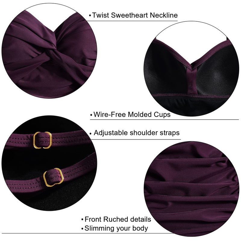 Mycoco Traje de baño acolchado para mujer, parte superior con