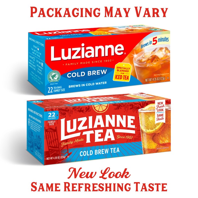 Luzianne Unsweetened Cold Brew Black Iced Tea Bags, Family Size,