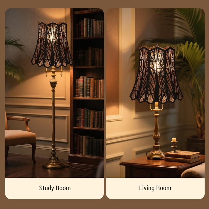 Antique bronze Oversized Lamp Shade,Tree Pattern Court Style Lampshades.