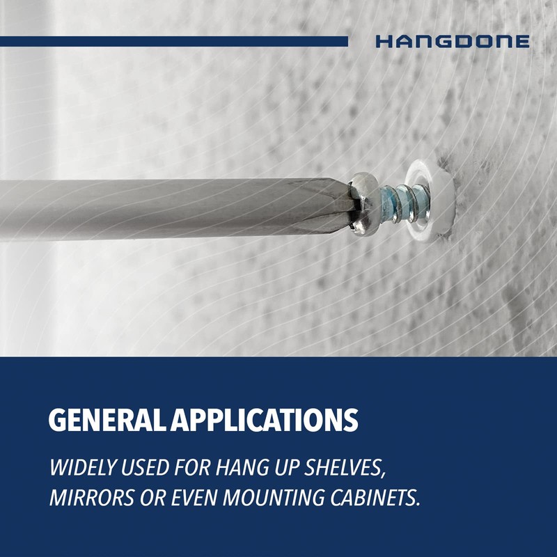 HANGDONE Ribbed Wall Anchors #8-#10 1-Inch with Screws 100-Pack, White,