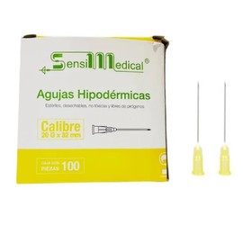 SENSIMEDICAL | Aguja Hipodérmica Calibre 20gx32 mm Pabellón Amarilla Caja con 100 Unidades