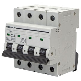 Miniature Circuit Breaker 4 Pin 32A C Curve Grey Protect Circuit and Prevent Overload