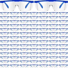 Copkim 100 Pairs Safety Goggles Bulk Protective Glasses for Shooting Lab Safety Goggles Over Glasses for Kids Adult(Blue)