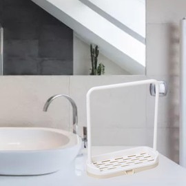 Greensen Schwammhalter, Plastik -Spülen -Rack Tablett Organizer Stand Caddy Zum Waschen von Stoff, Bürste, Wäsche mit Einfacher Installation und Reinigung, Effizientes Entwässerungssystem (Beige)