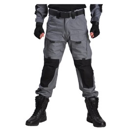 HAN·WILD Men's Combat Pants Tactical Military Pant with Knee Pads Airsoft Hiking Trousers Gray