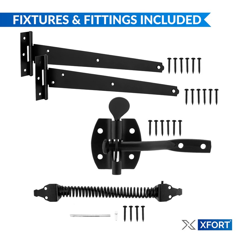 XFORT Premier Auto Gate Latch Black Pack, Complete with 300mm