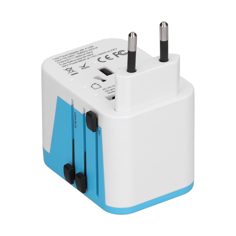International Power Adapter Travel Plug with 4 USB Ports for