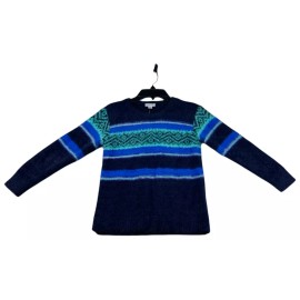 Holiday Lane Sweater Boys Size 7 Navy Blue Green Long Sleeve Fair Isle New